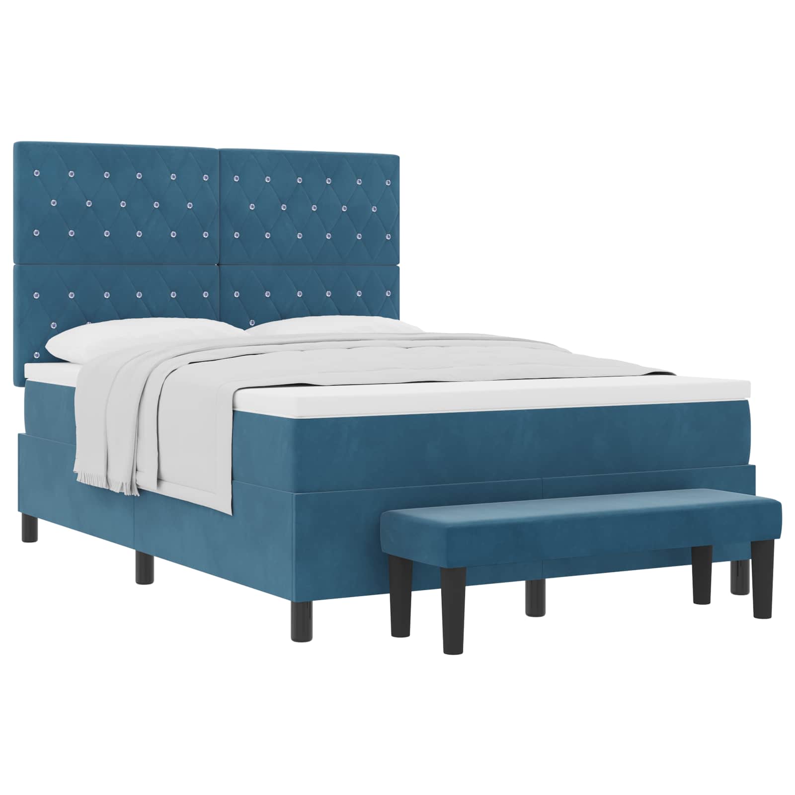 Boxspring bed met hoofdeinde Donkerblauw 190 x 140 cm Fluweel – afbeelding 2