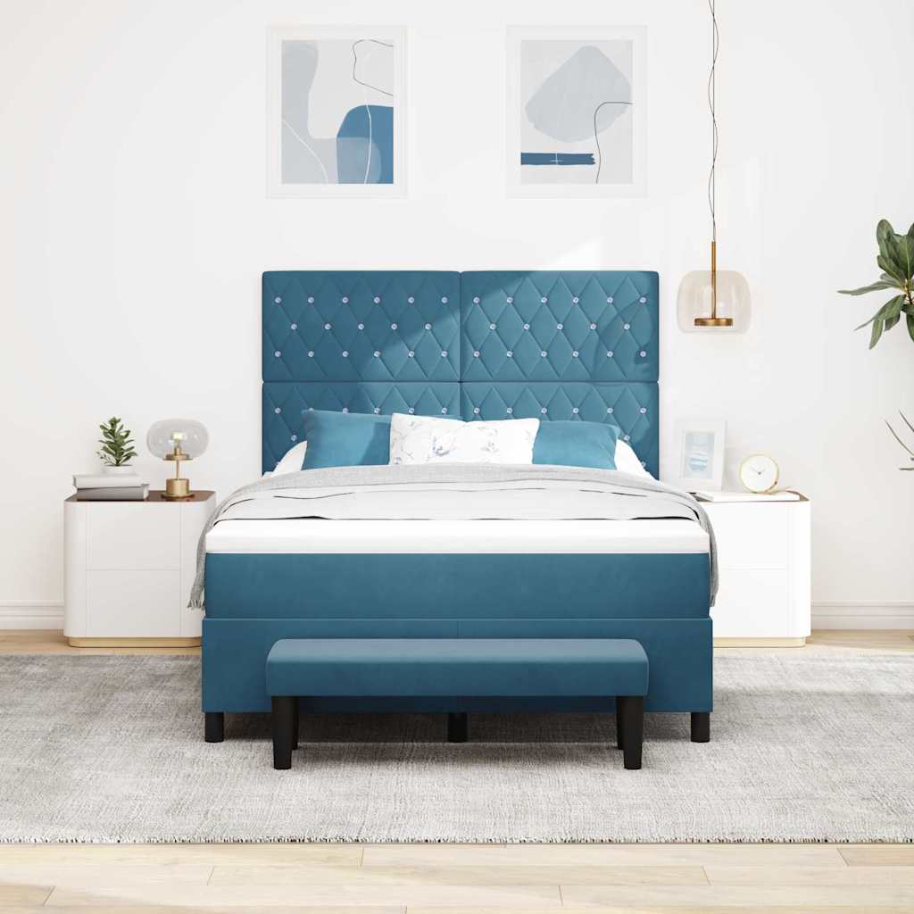 Boxspring bed met hoofdeinde Donkerblauw 190 x 140 cm Fluweel – afbeelding 3