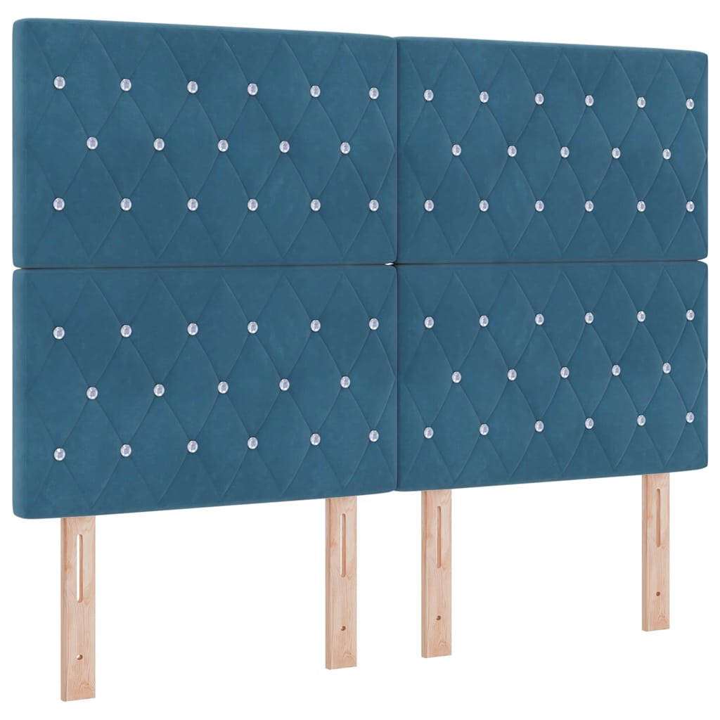 Boxspring bed met hoofdeinde Donkerblauw 190 x 140 cm Fluweel – afbeelding 6