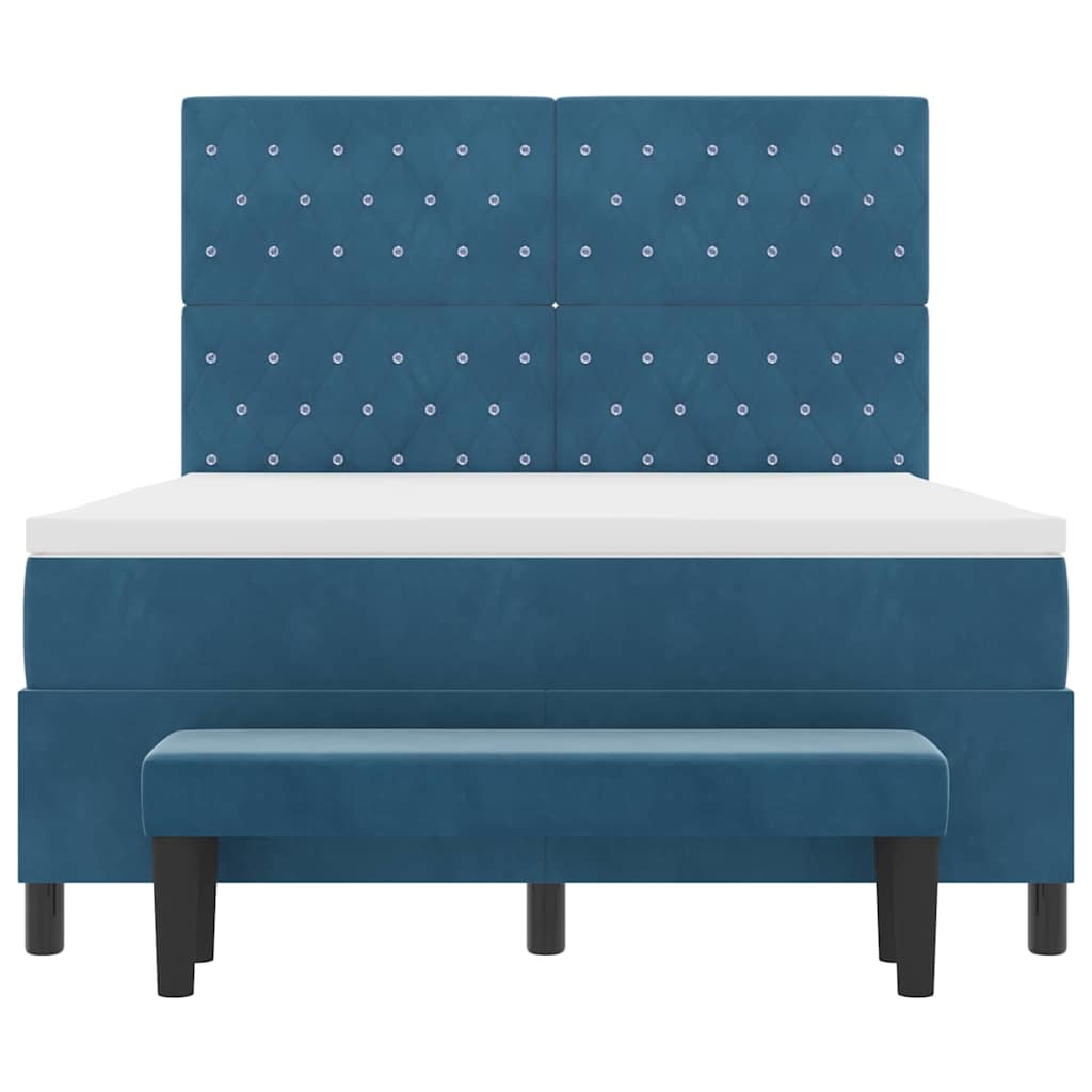 Boxspring bed met hoofdeinde Donkerblauw 190 x 140 cm Fluweel – afbeelding 8