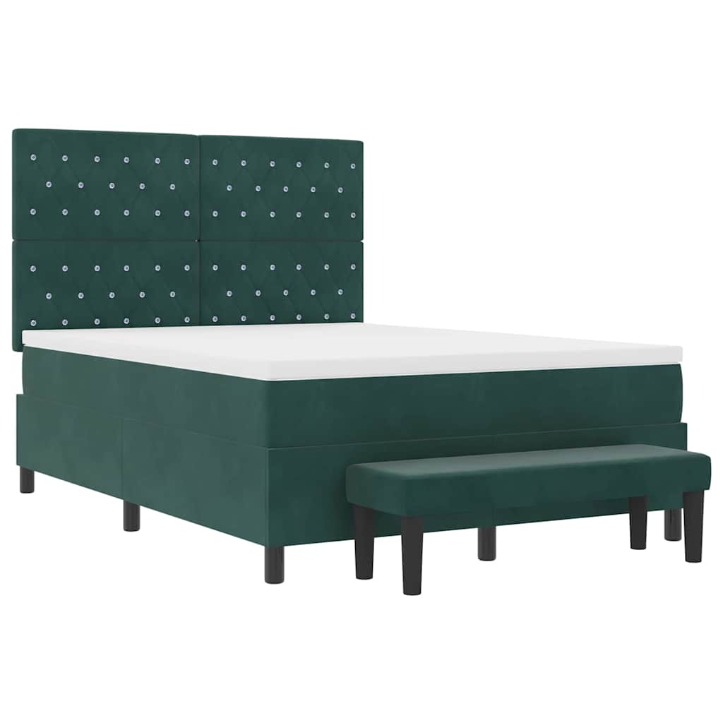 Boxspring bed met hoofdeinde Donkergroen 200 x 140 cm Fluweel – afbeelding 7