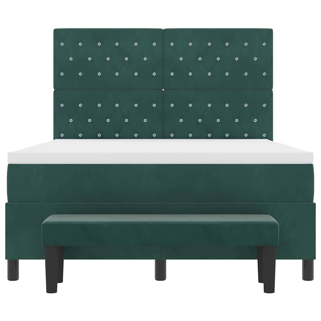 Boxspring bed met hoofdeinde Donkergroen 200 x 140 cm Fluweel – afbeelding 8