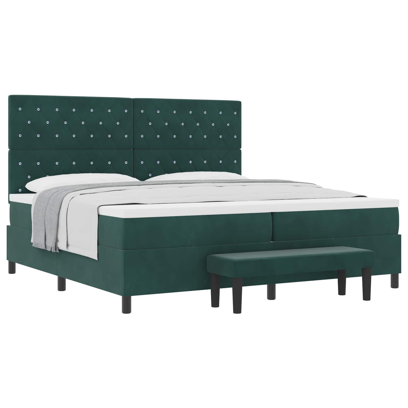 Boxspring bed met matras Donkergroen 200 x 200 cm Fluweel – afbeelding 2