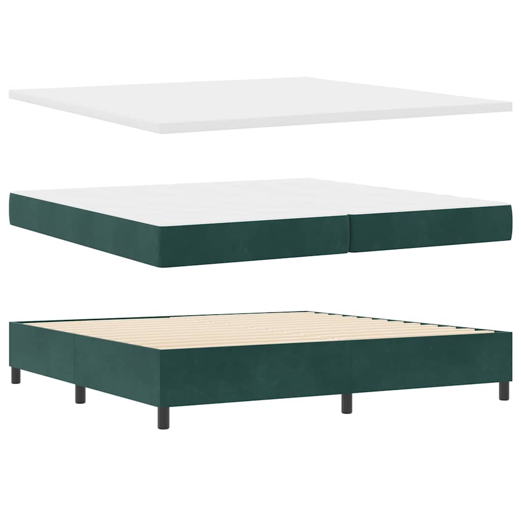Boxspring bed met matras Donkergroen 200 x 200 cm Fluweel – afbeelding 4