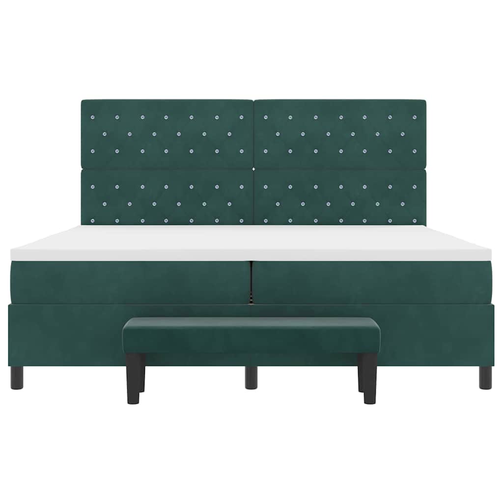 Boxspring bed met matras Donkergroen 200 x 200 cm Fluweel – afbeelding 8