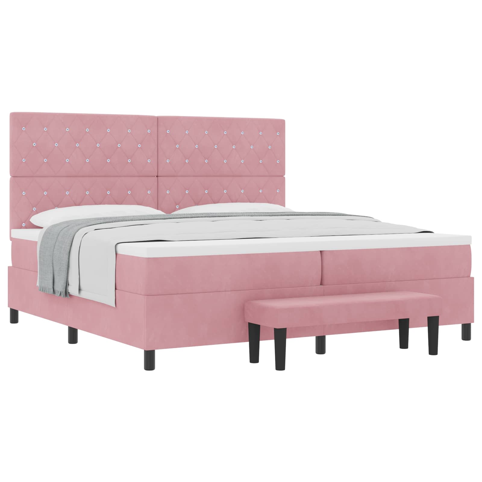 Boxspring bed met matras Roze 200 x 200 cm Fluweel – afbeelding 2