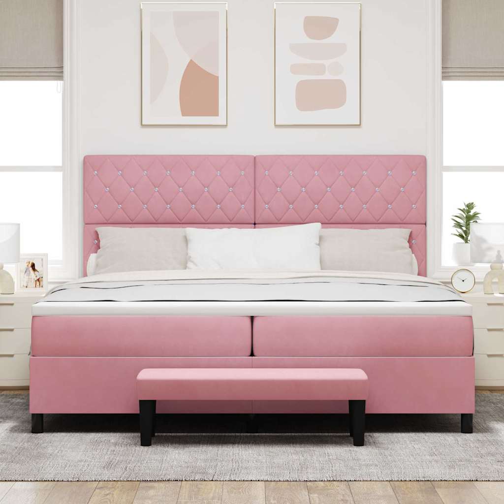 Boxspring bed met matras Roze 200 x 200 cm Fluweel – afbeelding 3
