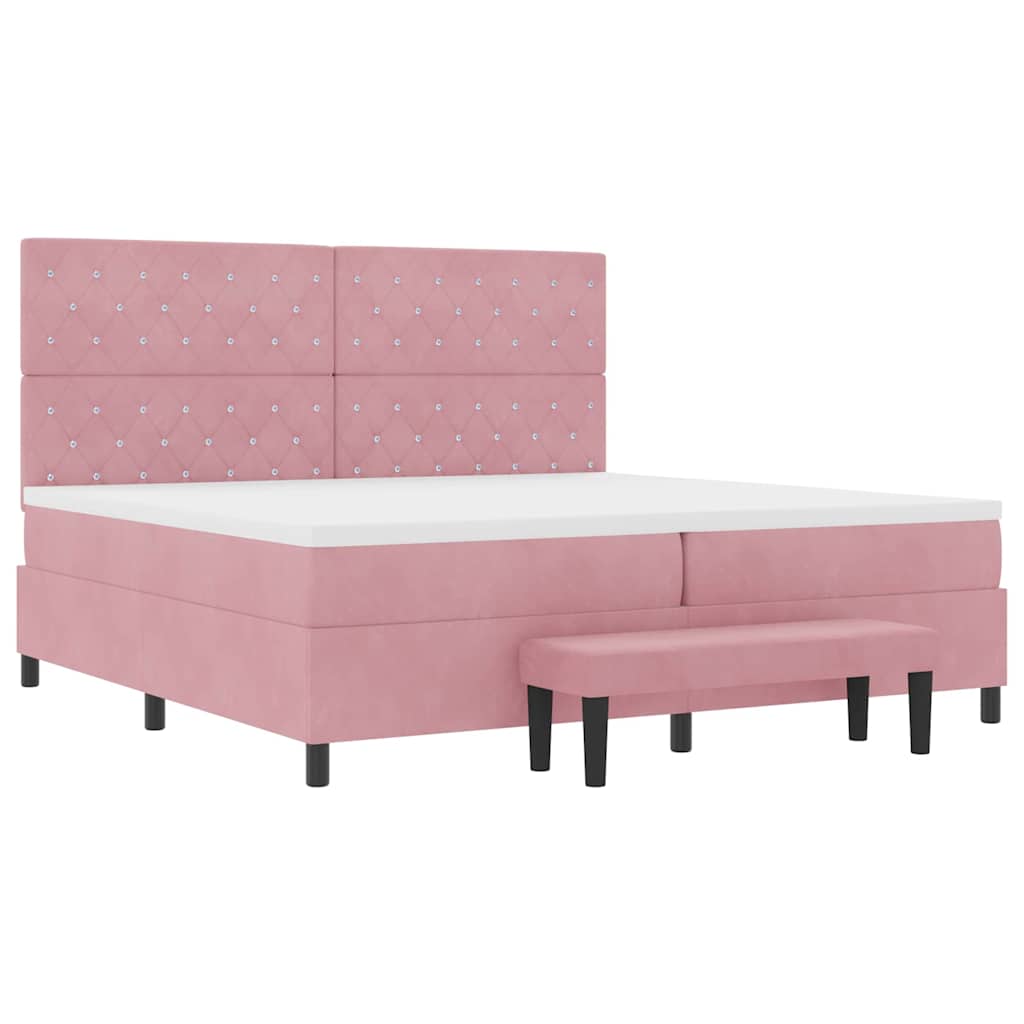 Boxspring bed met matras Roze 200 x 200 cm Fluweel – afbeelding 7