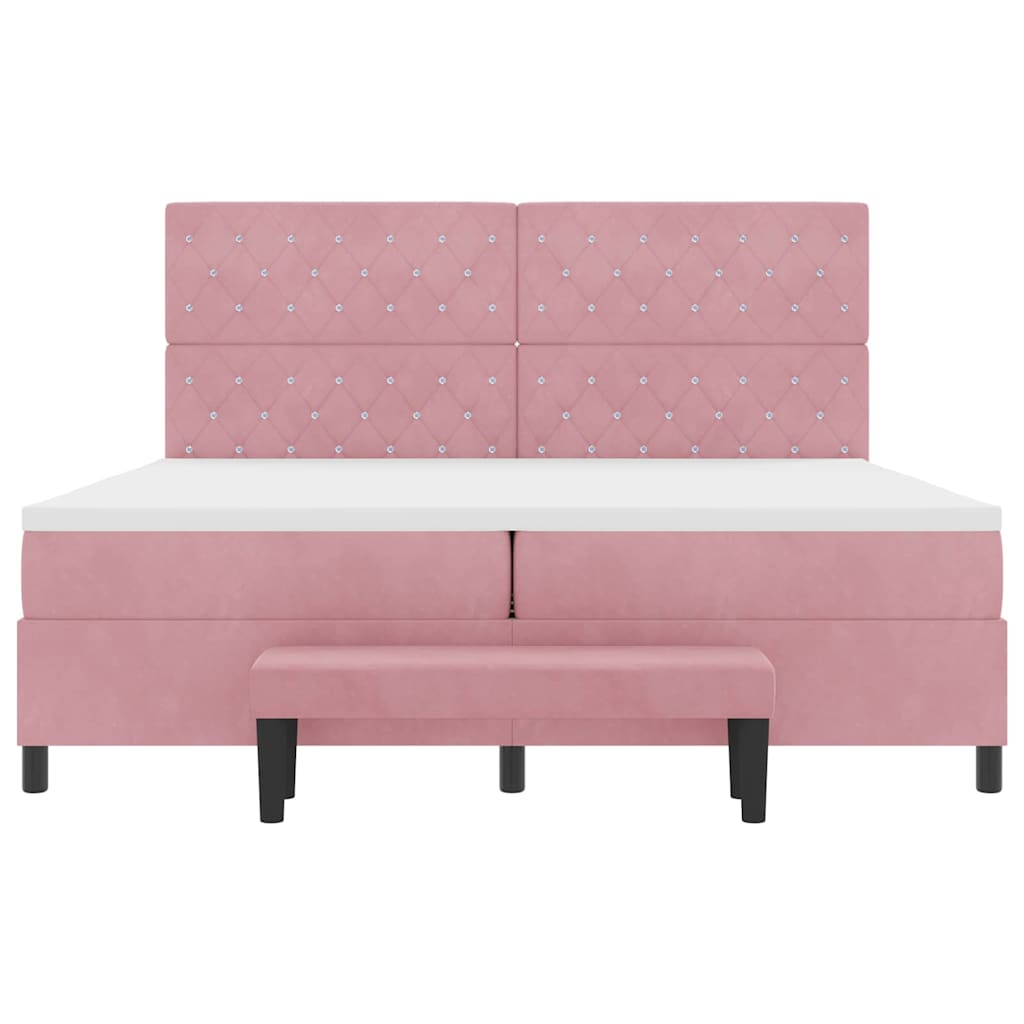 Boxspring bed met matras Roze 200 x 200 cm Fluweel – afbeelding 8