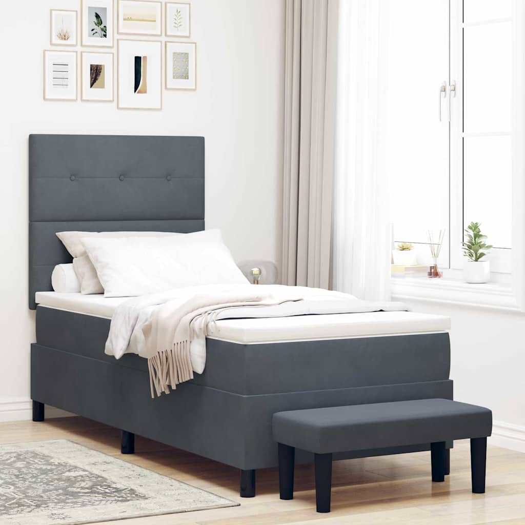 Boxspring bed met hoofdeinde Donkergrijs 200 x 80 cm Fluweel – afbeelding 1
