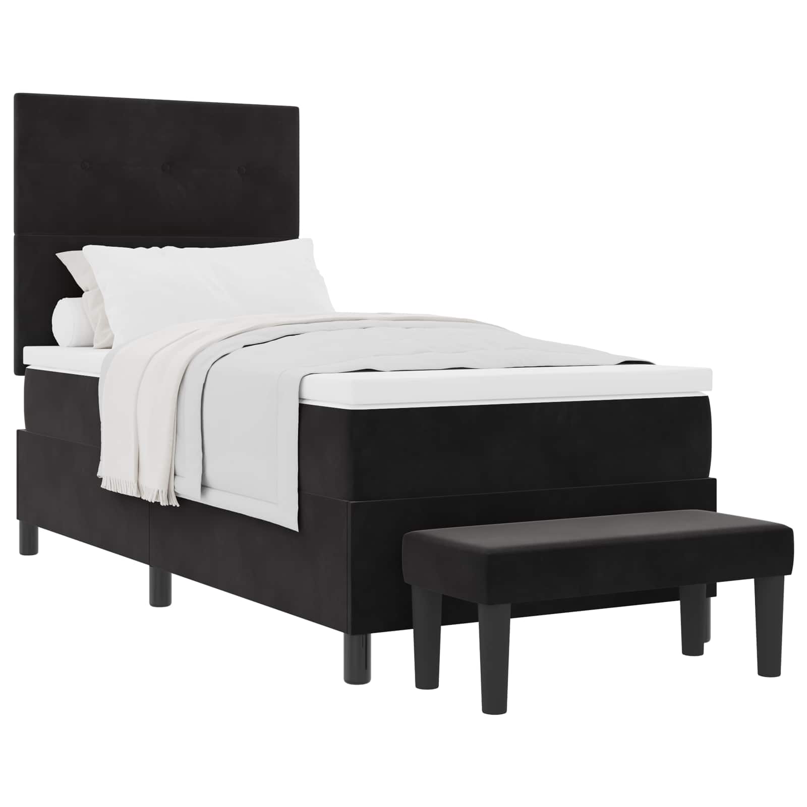 Boxspring bed met hoofdeinde Zwart 200 x 80 cm Fluweel – afbeelding 2