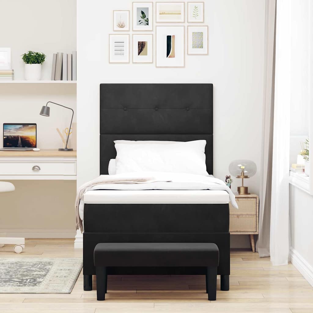 Boxspring bed met hoofdeinde Zwart 200 x 80 cm Fluweel – afbeelding 3