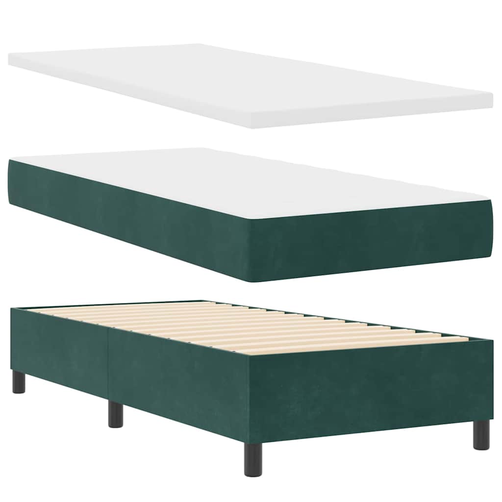 Boxspring bed met kussen Donkergroen 200 x 80 cm Fluweel – afbeelding 4
