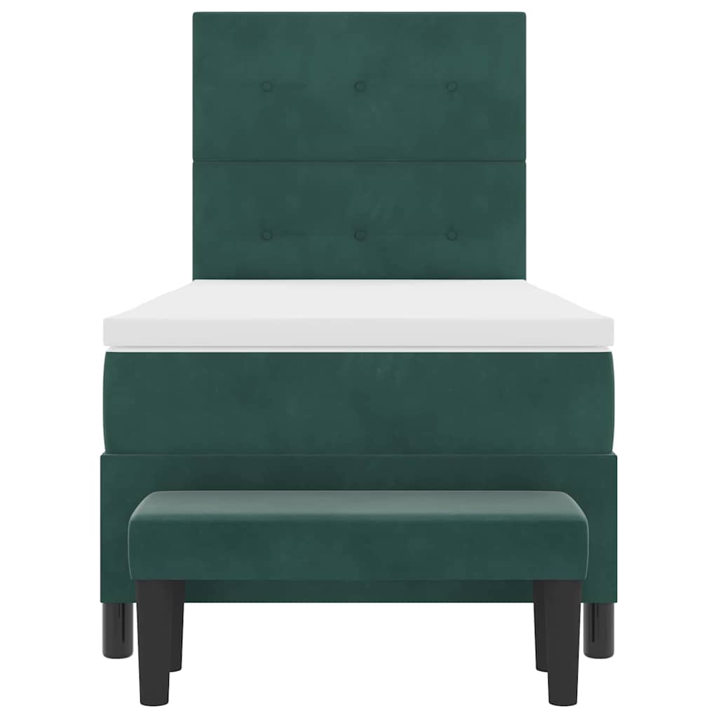 Boxspring bed met kussen Donkergroen 200 x 80 cm Fluweel – afbeelding 8