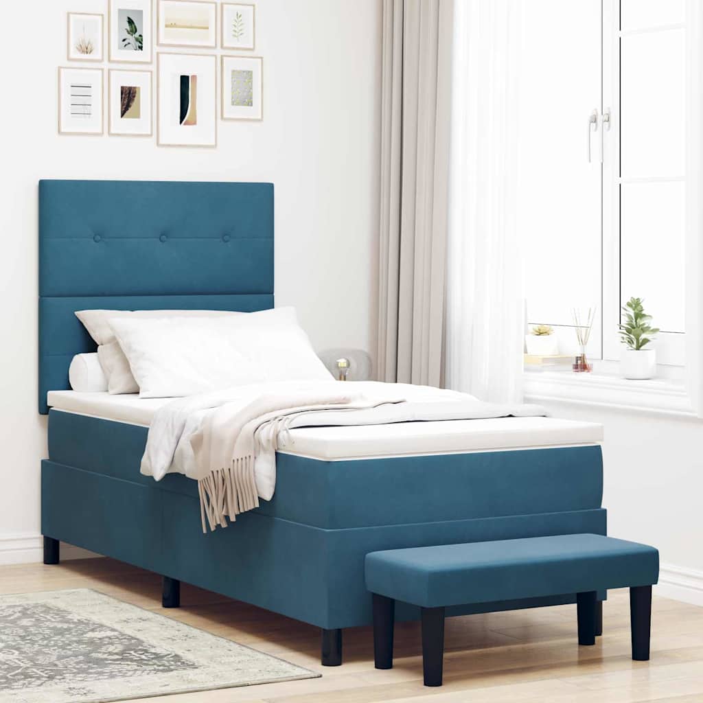 Boxspring bed met hoofdeinde Donkerblauw 190 x 90 cm Fluweel – afbeelding 1