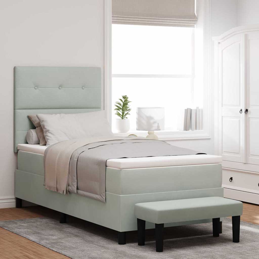 Boxspring bed met hoofdeinde Lichtgrijs 200 x 90 cm Fluweel – afbeelding 1