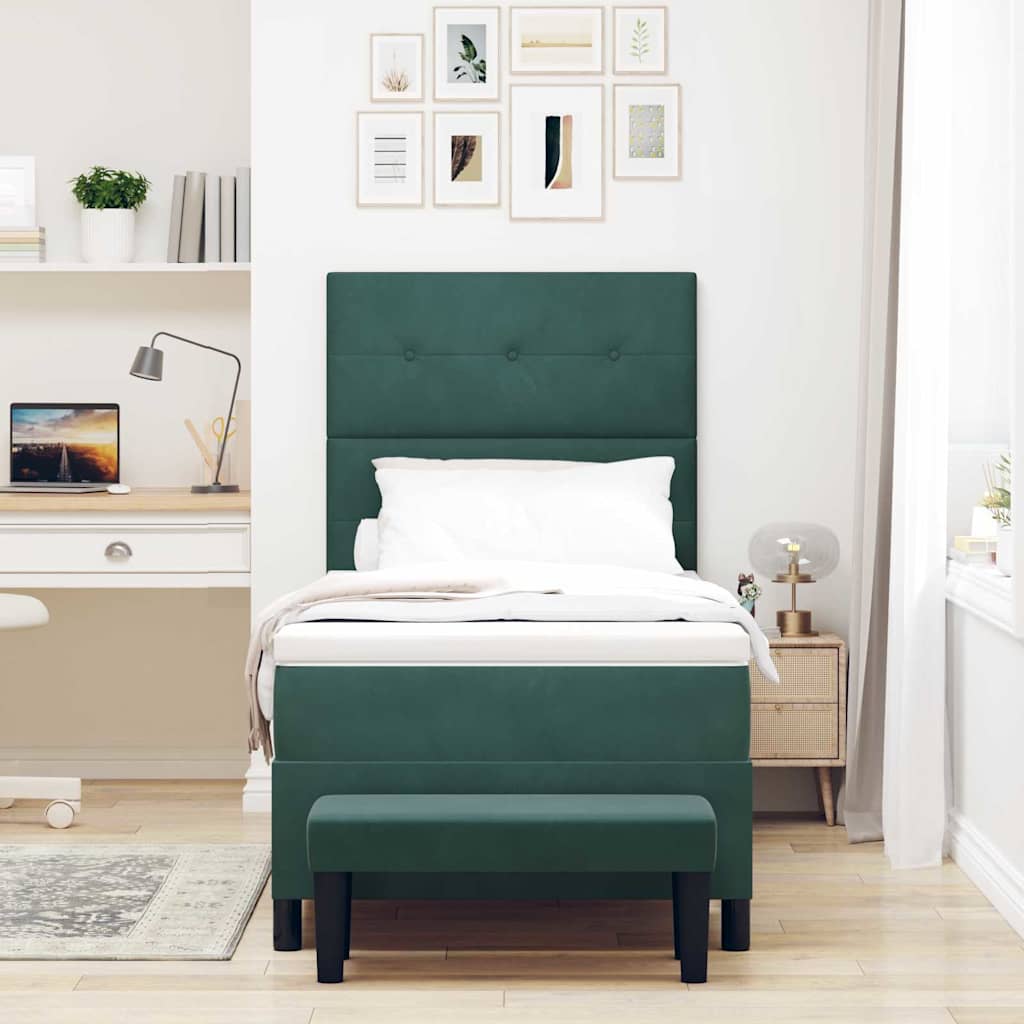 Boxspring bed met hoofdeinde Donkergroen 200 x 90 cm Fluweel – afbeelding 3