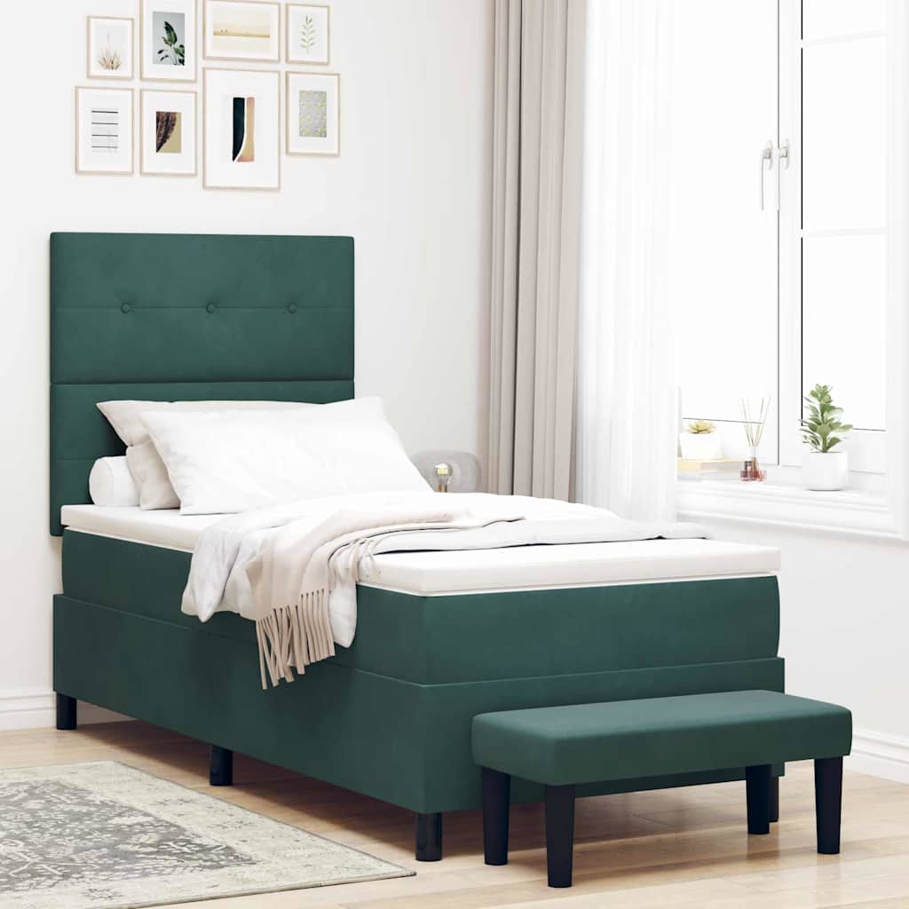 Boxspring bed met hoofdeinde Donkergroen 200 x 100 cm Fluweel – afbeelding 1