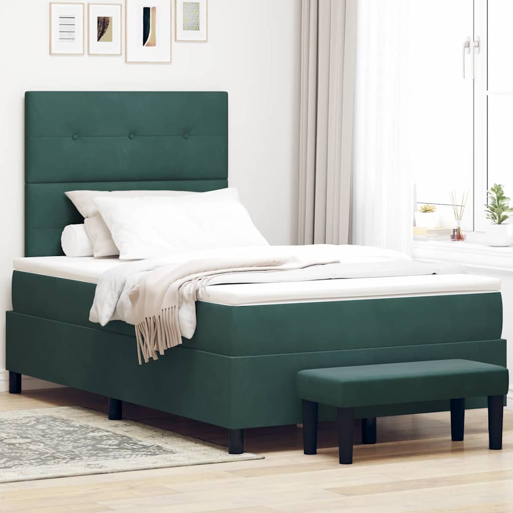 Boxspring bed met kussen Donkergroen 190 x 120 cm Fluweel – afbeelding 1
