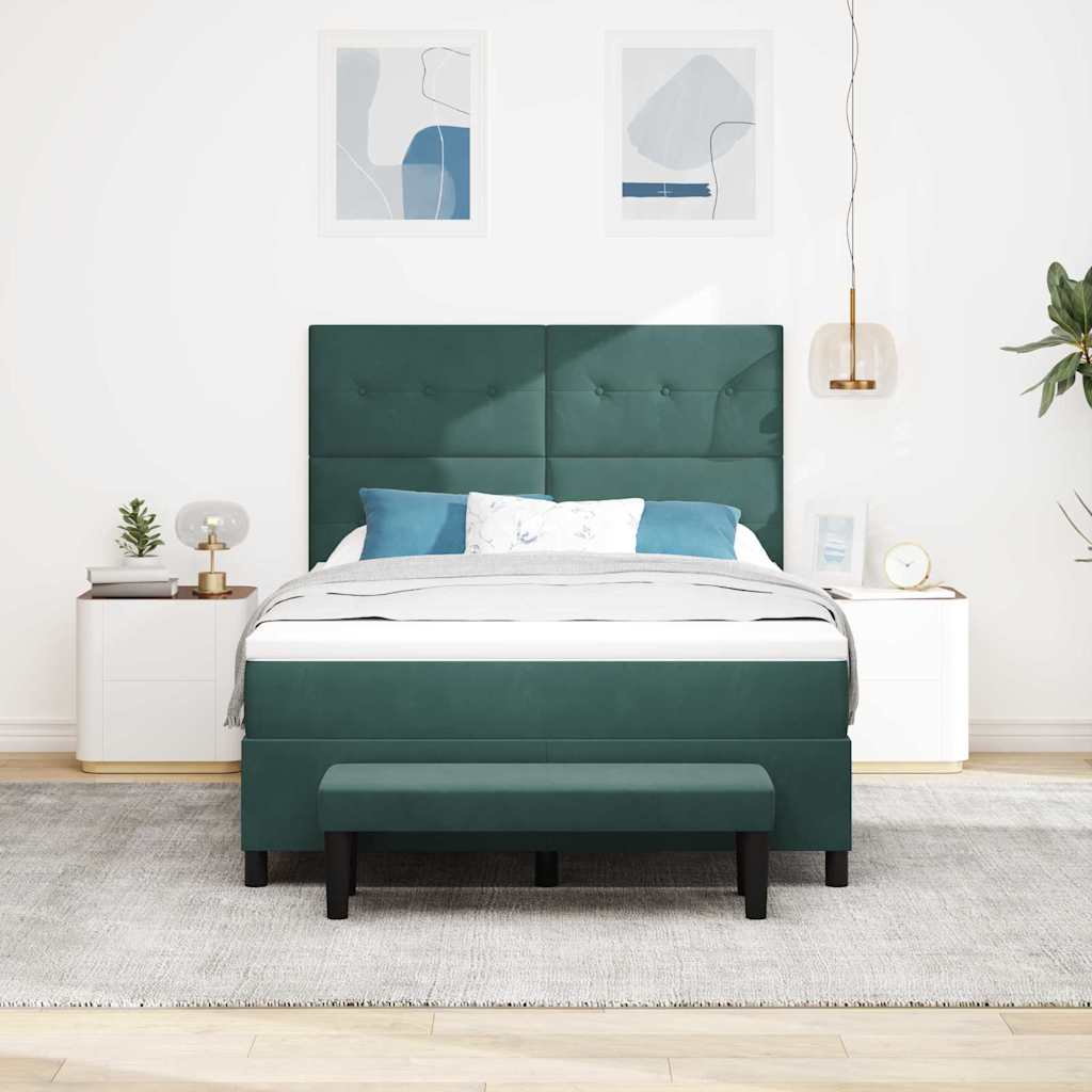 Boxspring bed met hoofdeinde Donkergroen 190 x 140 cm Fluweel – afbeelding 3