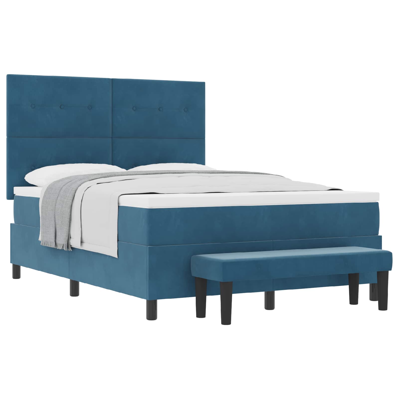 Boxspring bed met hoofdeinde Donkerblauw 190 x 140 cm Fluweel – afbeelding 2