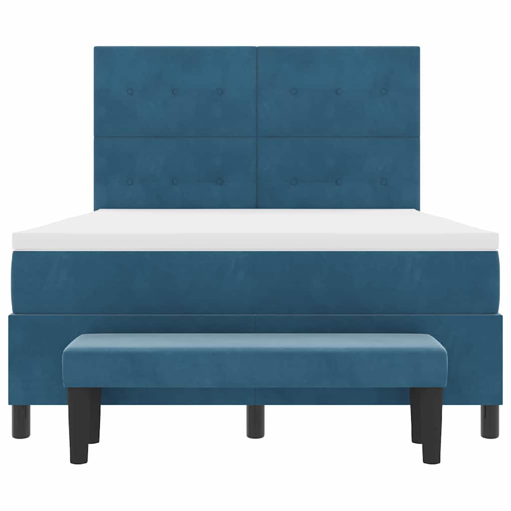 Boxspring bed met hoofdeinde Donkerblauw 190 x 140 cm Fluweel – afbeelding 8