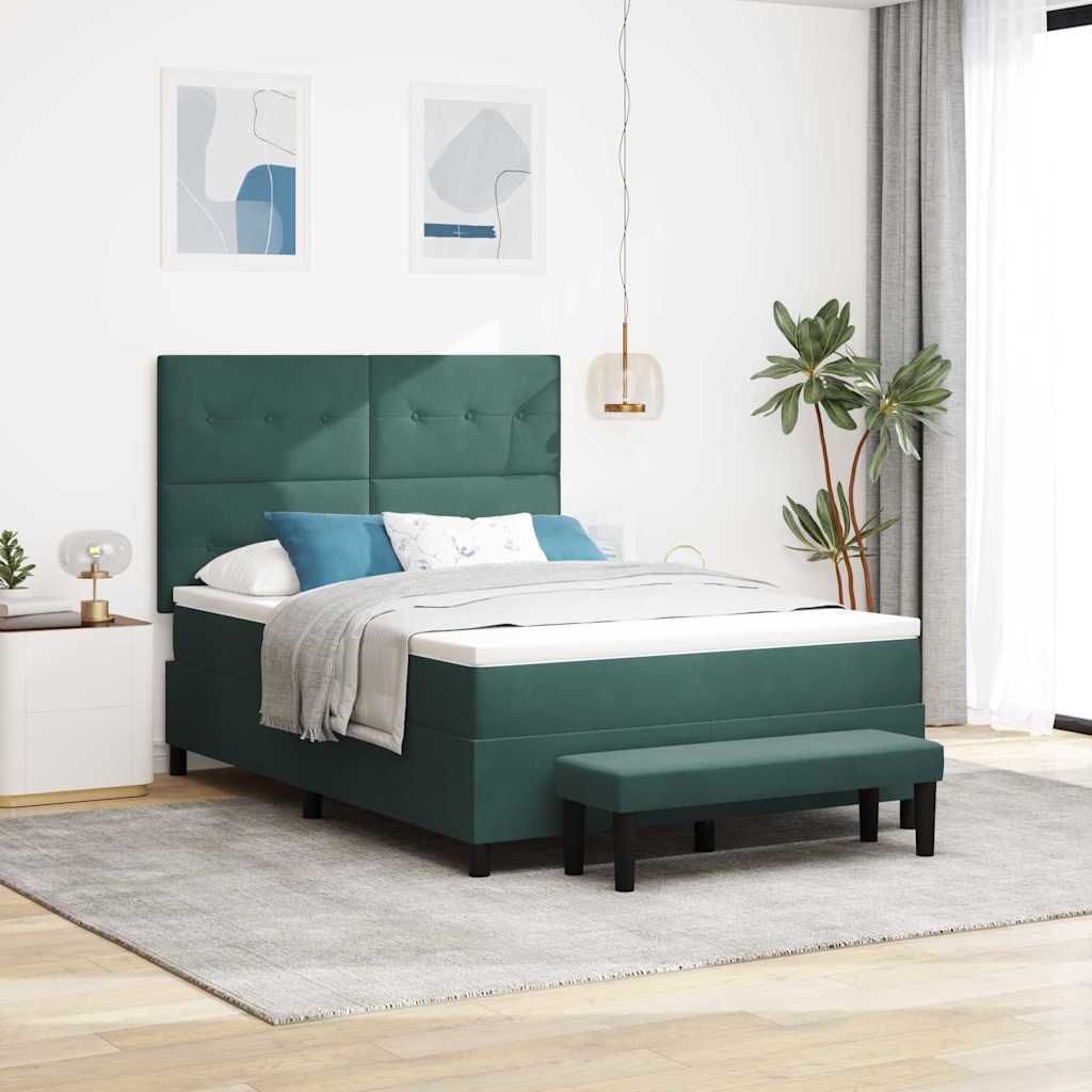 Boxspring bed met hoofdeinde Donkergroen 200 x 140 cm Fluweel – afbeelding 1