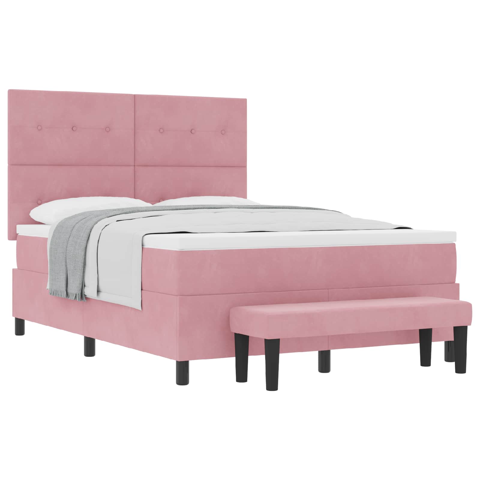 Boxspring bed met kussen Roze 200 x 140 cm Fluweel – afbeelding 2