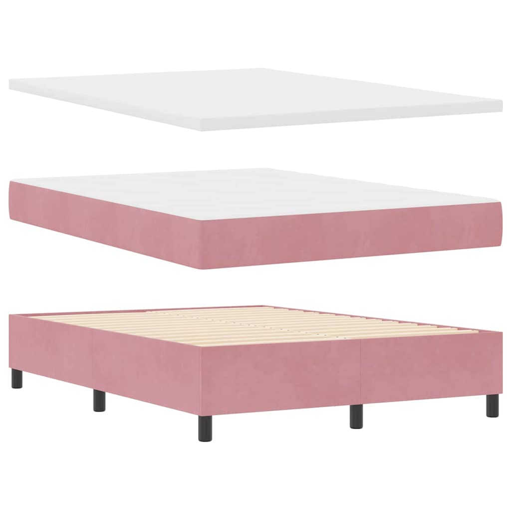 Boxspring bed met kussen Roze 200 x 140 cm Fluweel – afbeelding 4