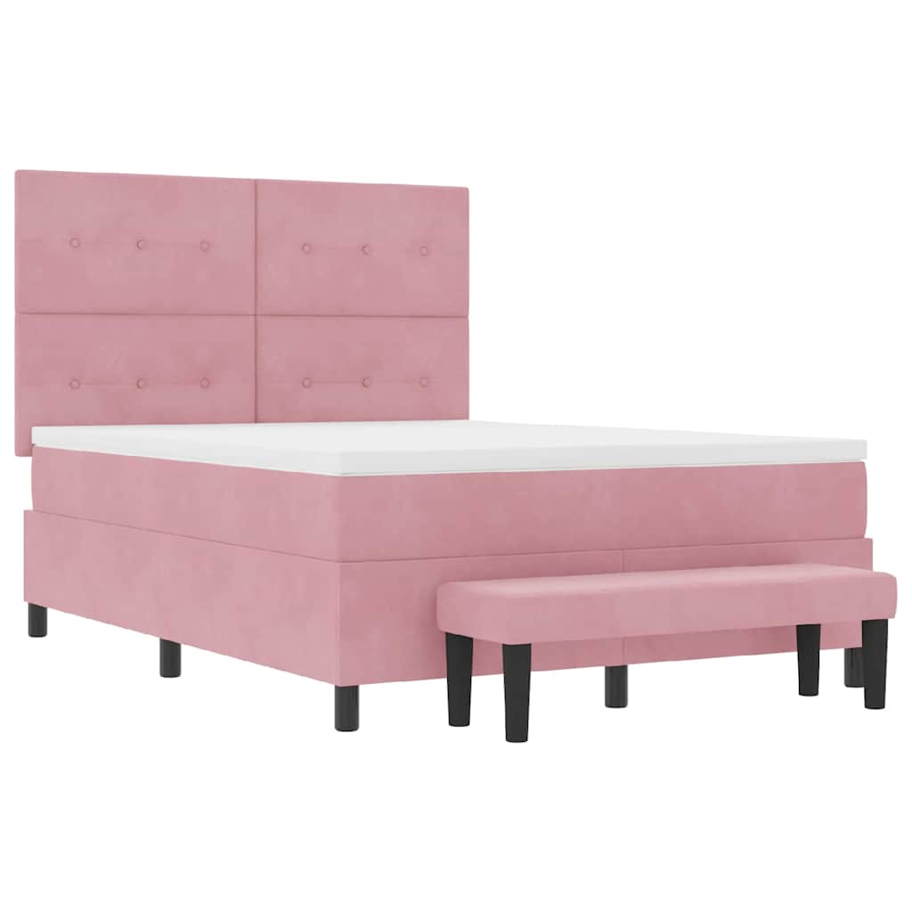 Boxspring bed met kussen Roze 200 x 140 cm Fluweel – afbeelding 7