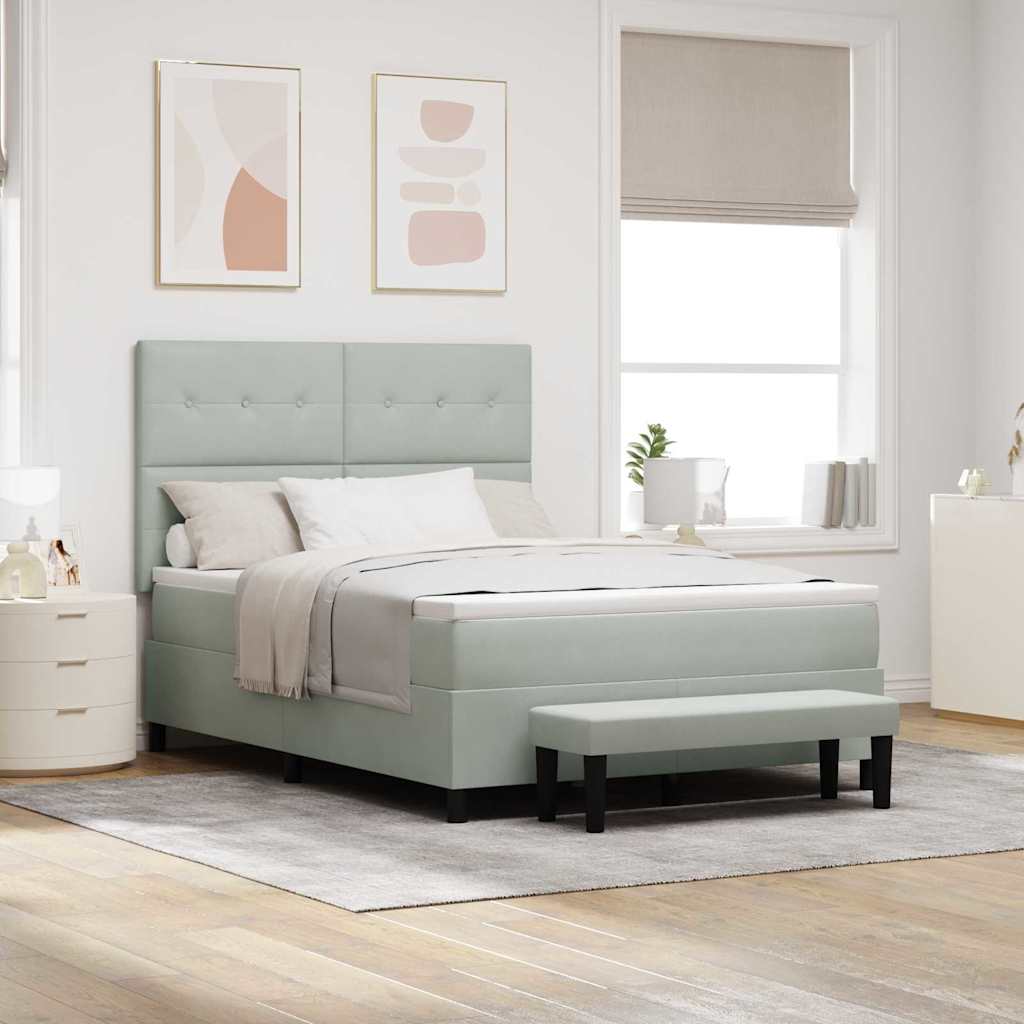 Boxspring bed met hoofdeinde Lichtgrijs 200 x 160 cm Fluweel – afbeelding 1