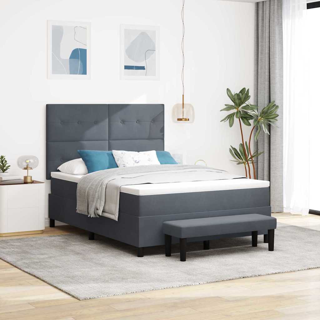 Boxspring bed met kussen Donkergrijs 200 x 160 cm Fluweel – afbeelding 1