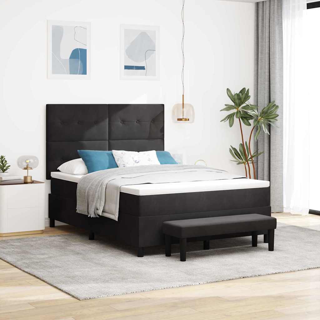 Boxspring bed met hoofdeinde Zwart 200 x 160 cm Fluweel – afbeelding 1