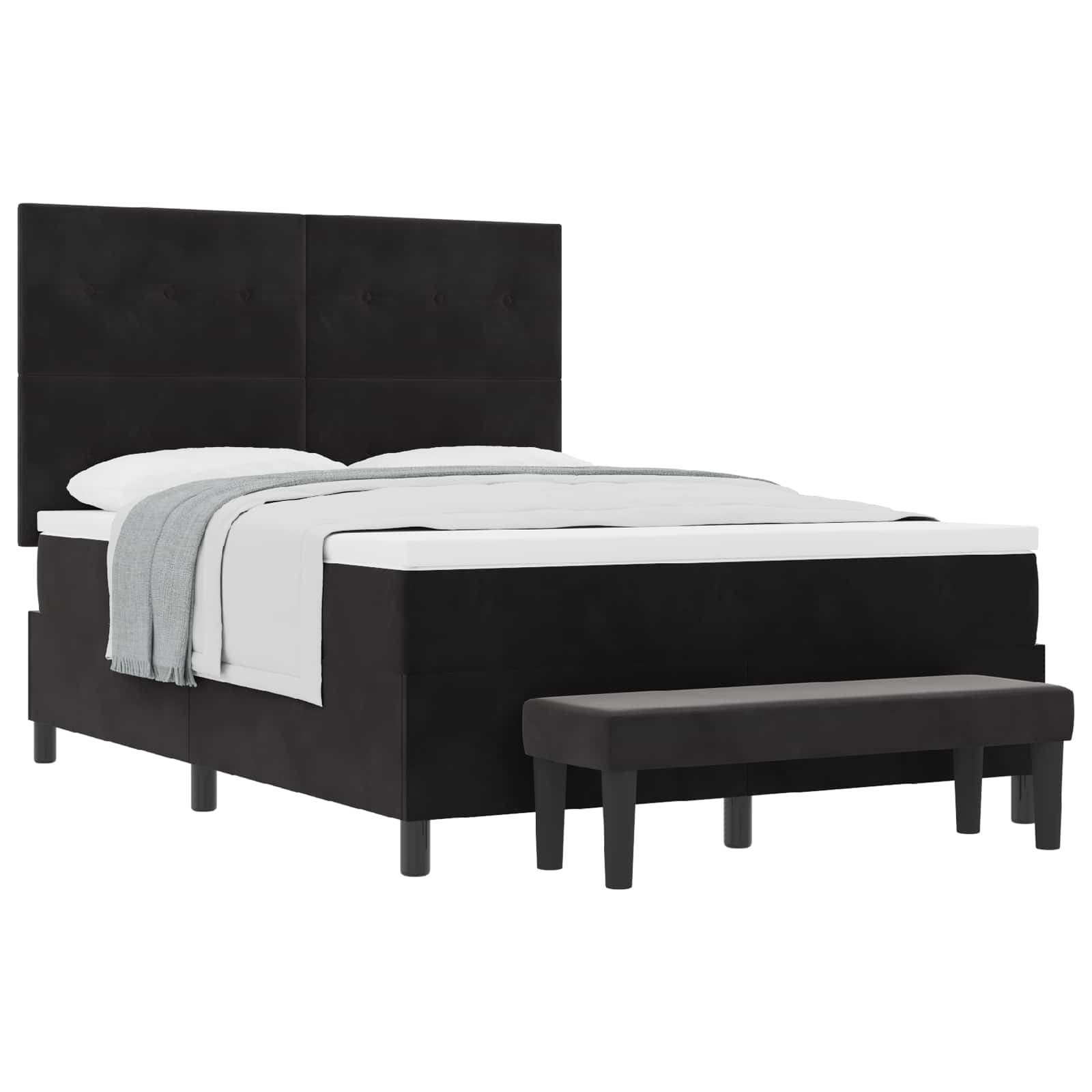Boxspring bed met hoofdeinde Zwart 200 x 160 cm Fluweel – afbeelding 2