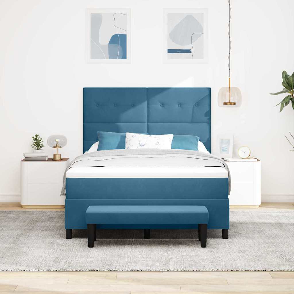 Boxspring bed met hoofdeinde Donkerblauw 200 x 160 cm Fluweel – afbeelding 3