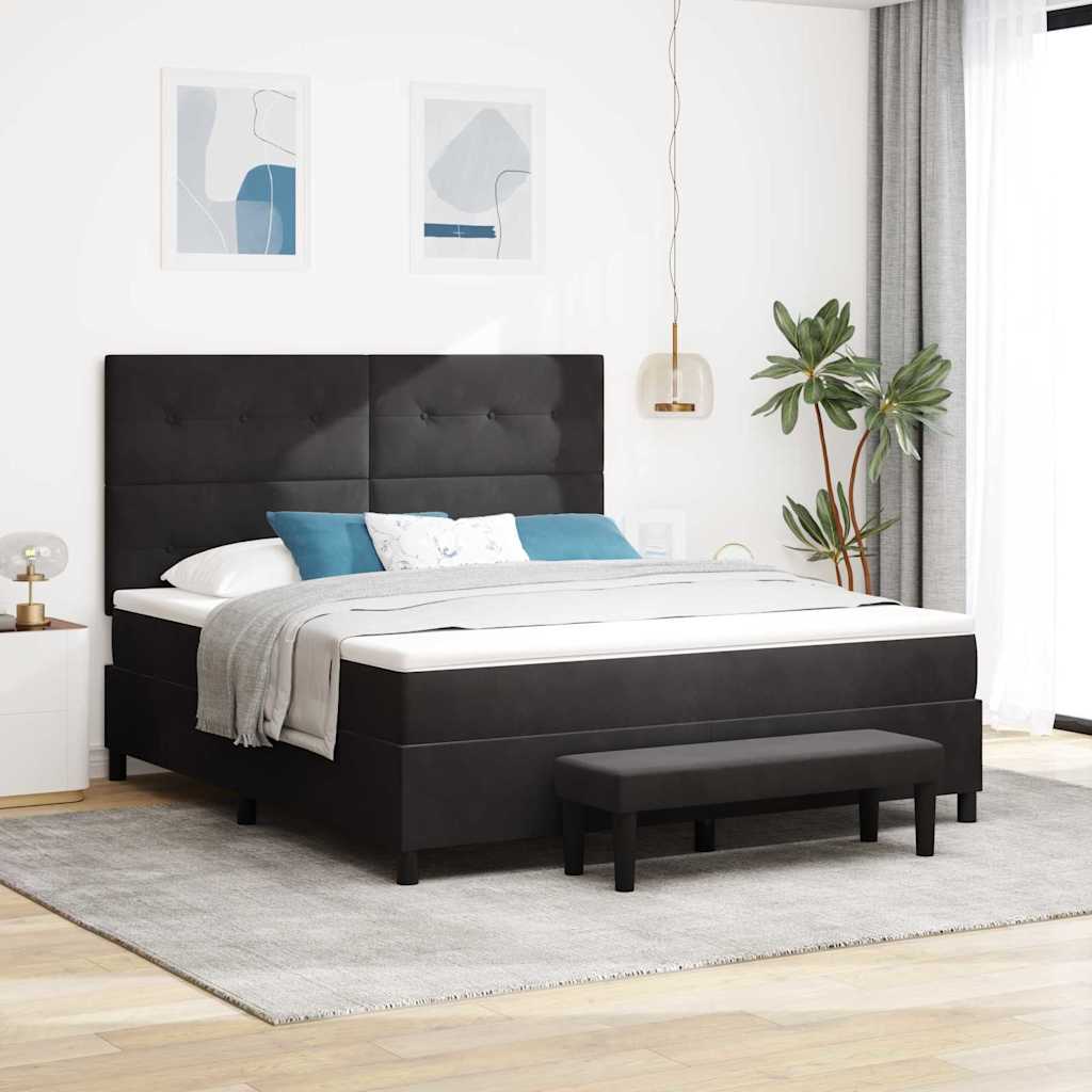 Boxspring bed met hoofdeinde Zwart 200 x 180 cm Fluweel – afbeelding 1