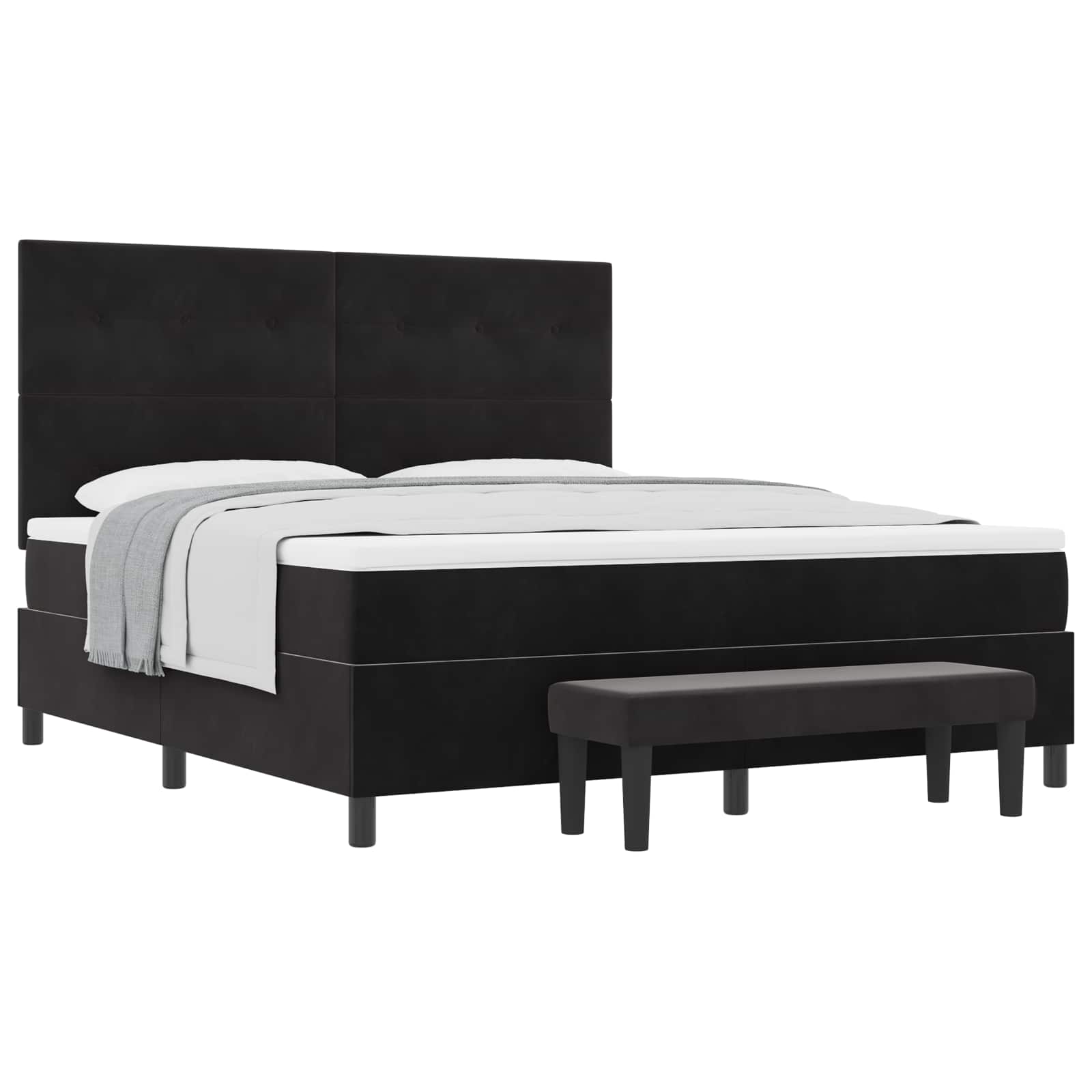 Boxspring bed met hoofdeinde Zwart 200 x 180 cm Fluweel – afbeelding 2