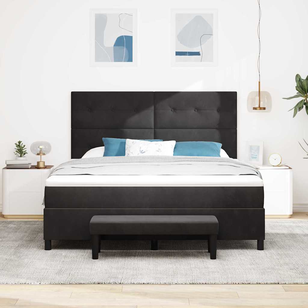 Boxspring bed met hoofdeinde Zwart 200 x 180 cm Fluweel – afbeelding 3