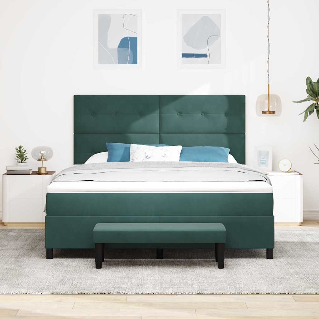 Boxspring bed met hoofdeinde Donkergroen 200 x 180 cm Fluweel – afbeelding 3