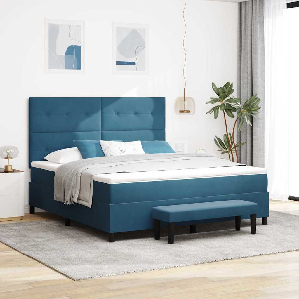 Boxspring bed met hoofdeinde Donkerblauw 200 x 180 cm Fluweel – afbeelding 1