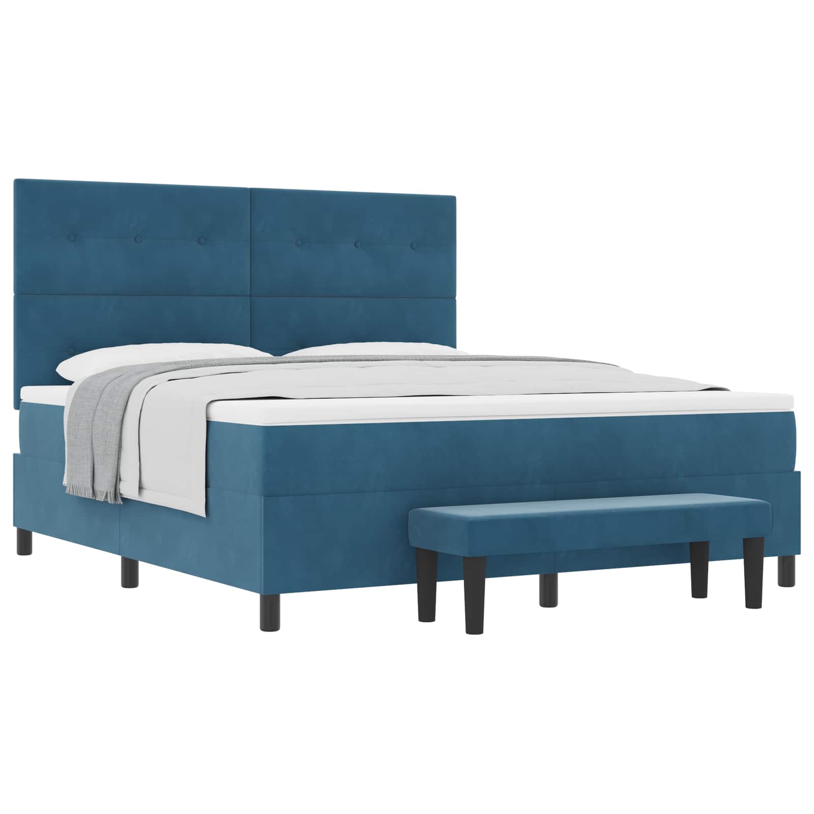 Boxspring bed met hoofdeinde Donkerblauw 200 x 180 cm Fluweel – afbeelding 2