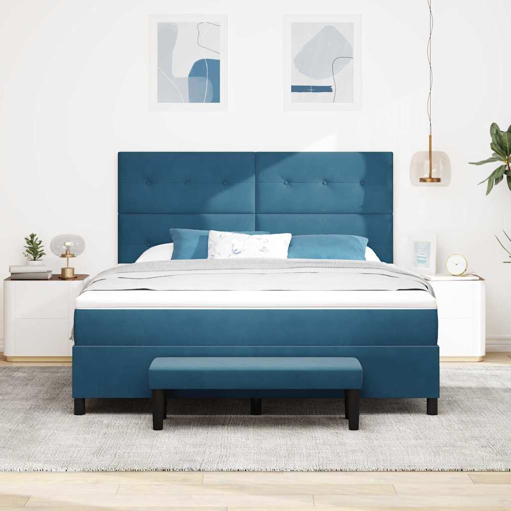 Boxspring bed met hoofdeinde Donkerblauw 200 x 180 cm Fluweel – afbeelding 3