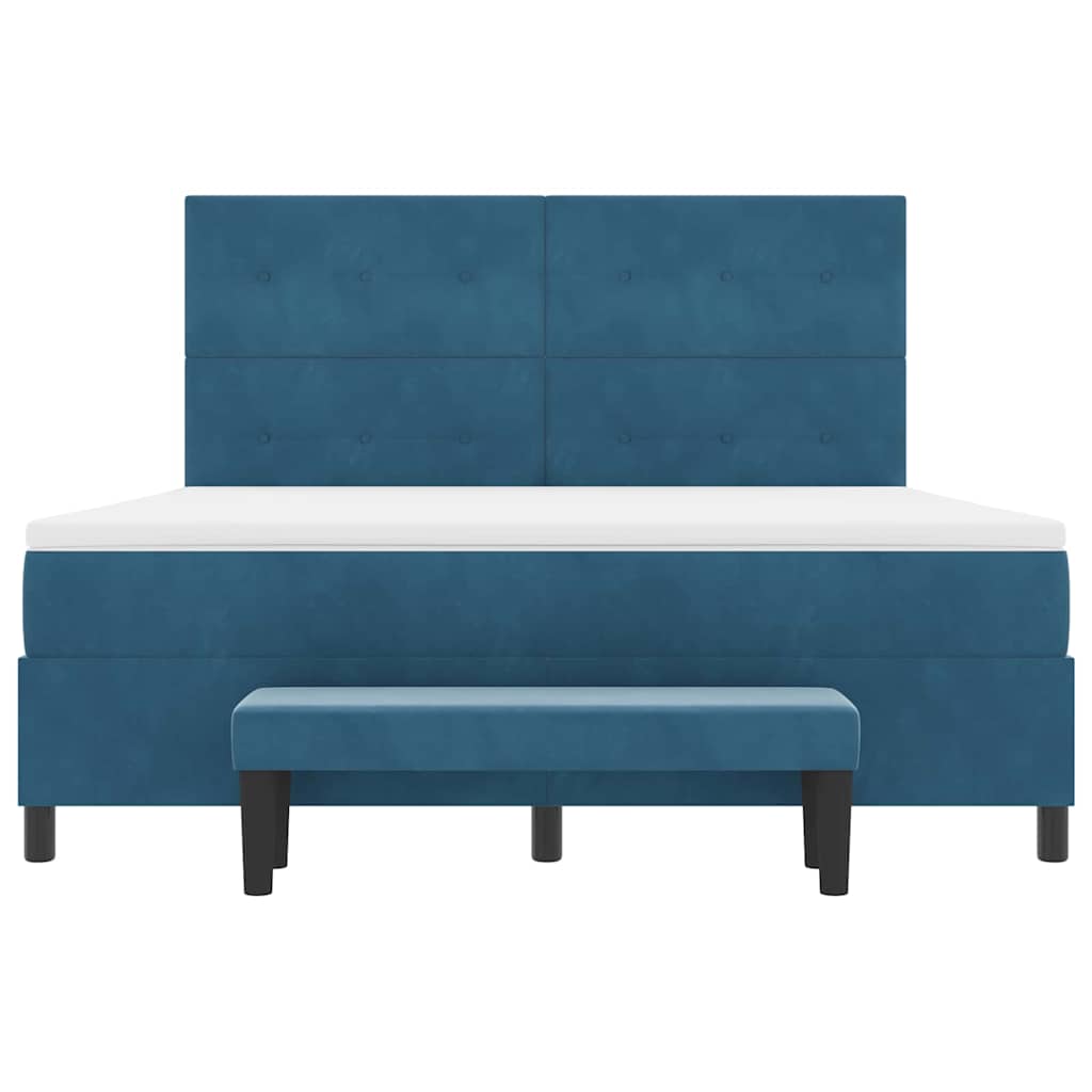 Boxspring bed met hoofdeinde Donkerblauw 200 x 180 cm Fluweel – afbeelding 8