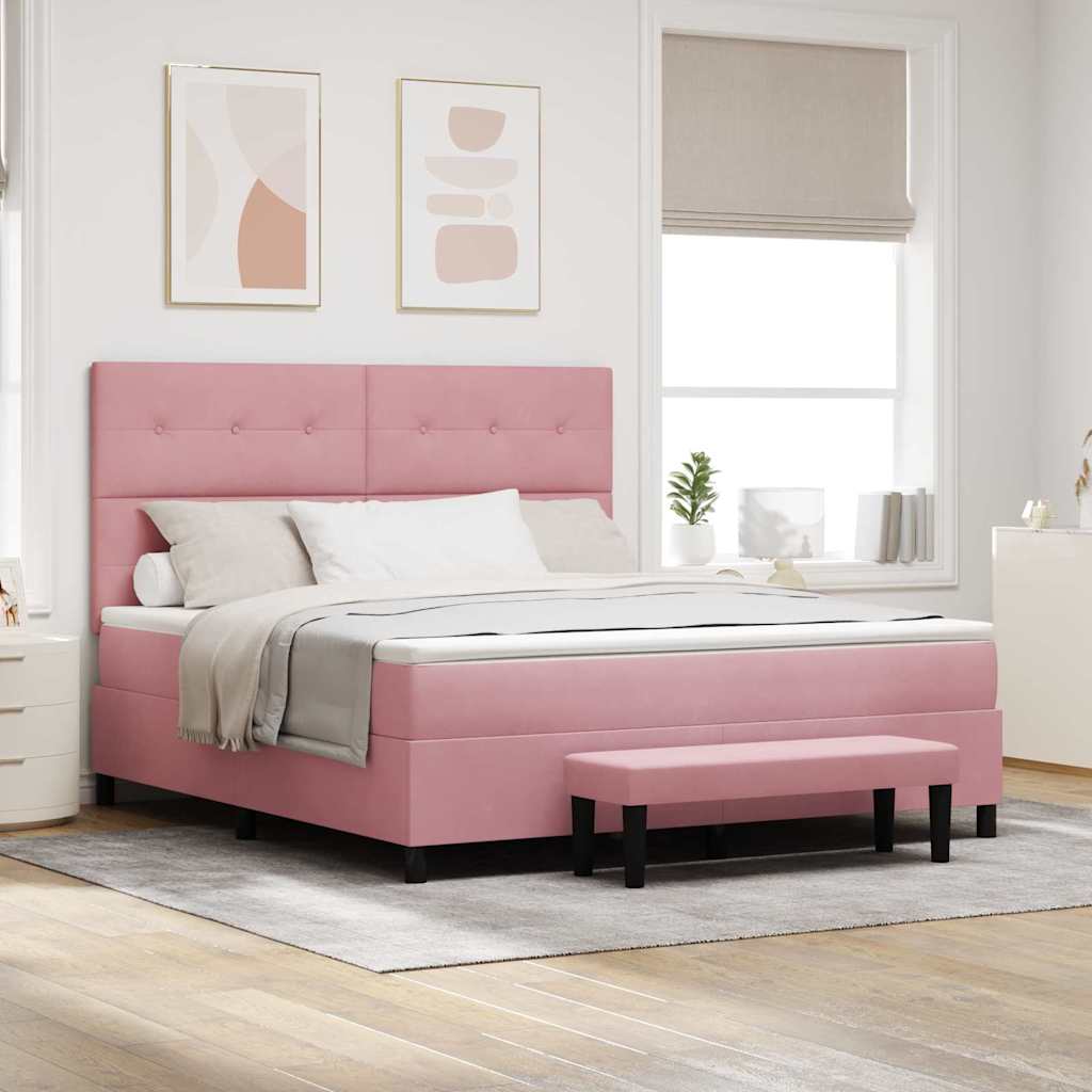 Boxspring bed met hoofdeinde Roze 200 x 180 cm Fluweel – afbeelding 1