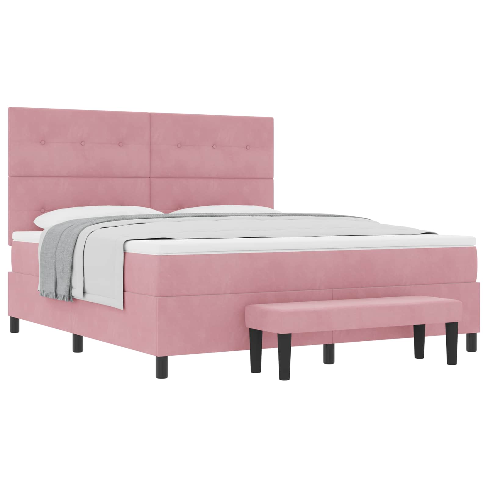 Boxspring bed met hoofdeinde Roze 200 x 180 cm Fluweel – afbeelding 2