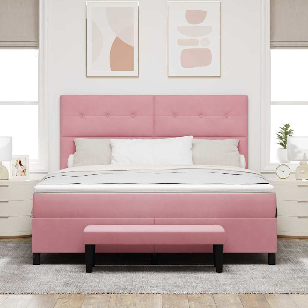 Boxspring bed met hoofdeinde Roze 200 x 180 cm Fluweel – afbeelding 3