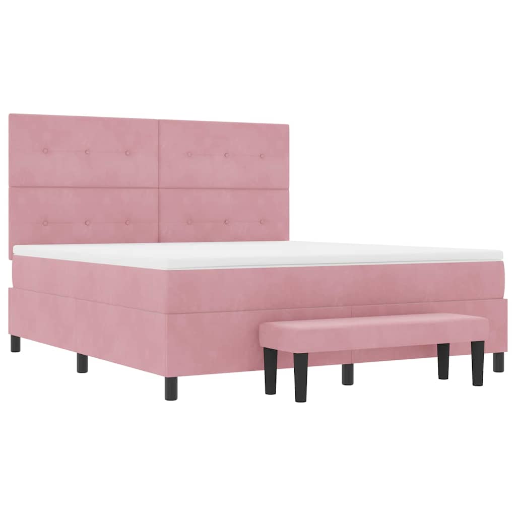 Boxspring bed met hoofdeinde Roze 200 x 180 cm Fluweel – afbeelding 7