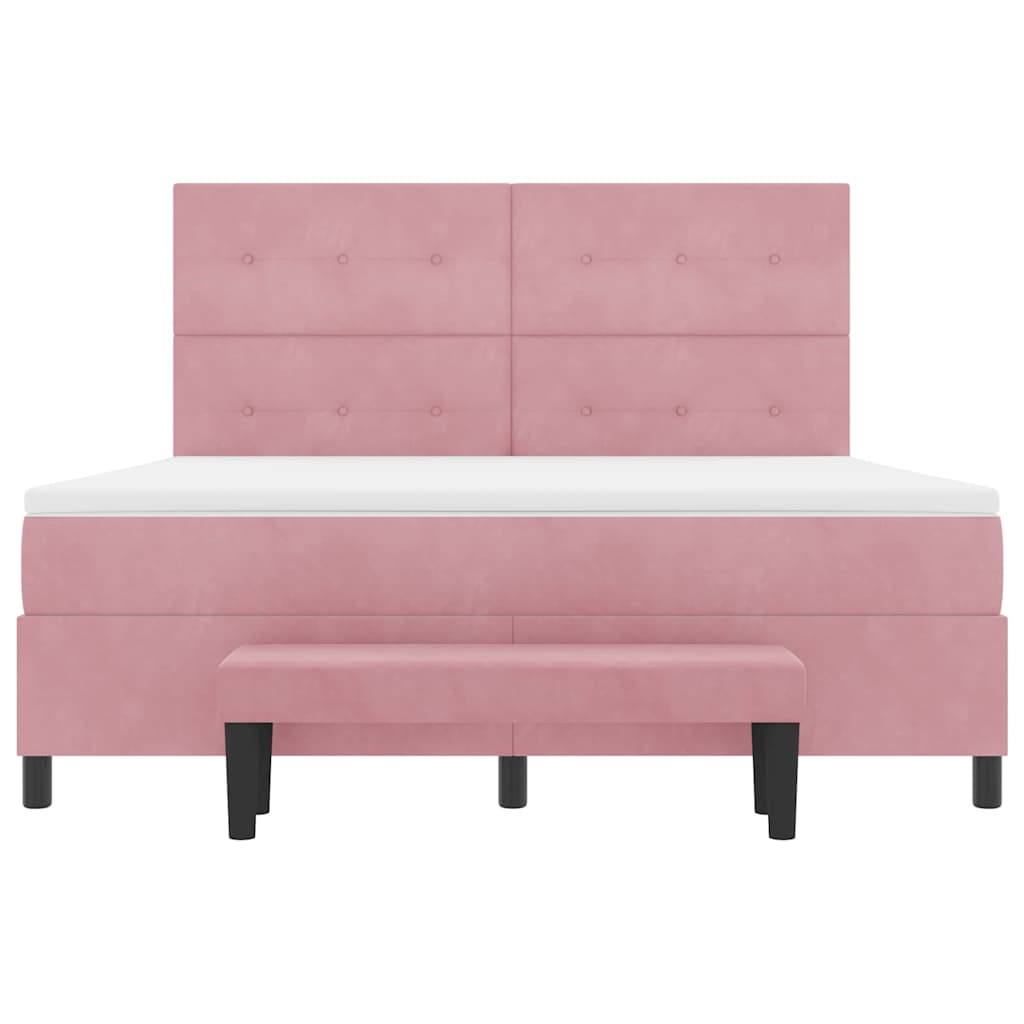 Boxspring bed met hoofdeinde Roze 200 x 180 cm Fluweel – afbeelding 8