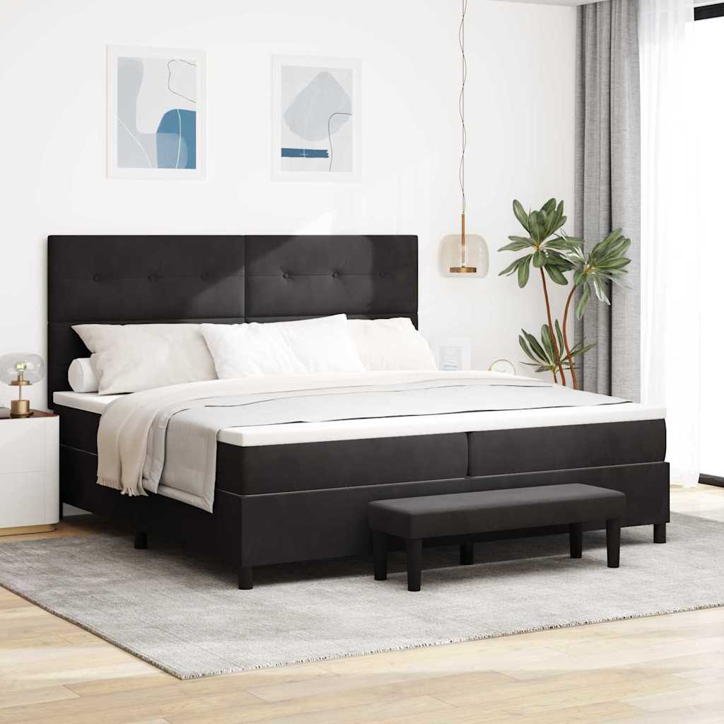 Boxspring bed met hoofdeinde Zwart 200 x 200 cm Fluweel – afbeelding 1
