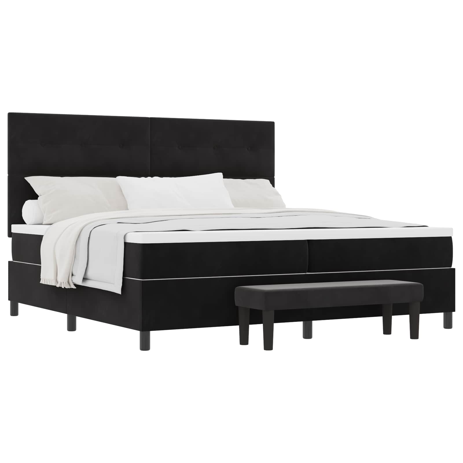 Boxspring bed met hoofdeinde Zwart 200 x 200 cm Fluweel – afbeelding 2